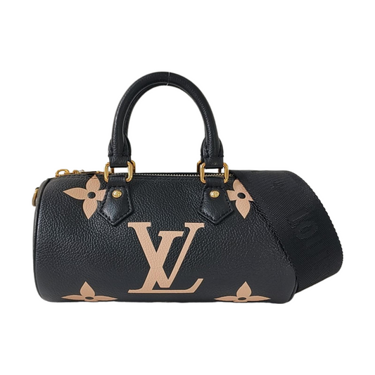LOUIS VUITTON PAPILLON BB Black Calfskin Monogram Papillon Crossbody Shoulder Bag Handbag with Removable Strap Gold Hardware Detachable Pouch-(SKU)-966336754