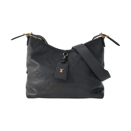 LOUIS VUITTON CARRYALL Small Black Leather Monogram Damier Ebene Black Shoulder Bag Tote Bag with Gold Hardware and Detachable Shoulder Strap-(SKU)-966661333