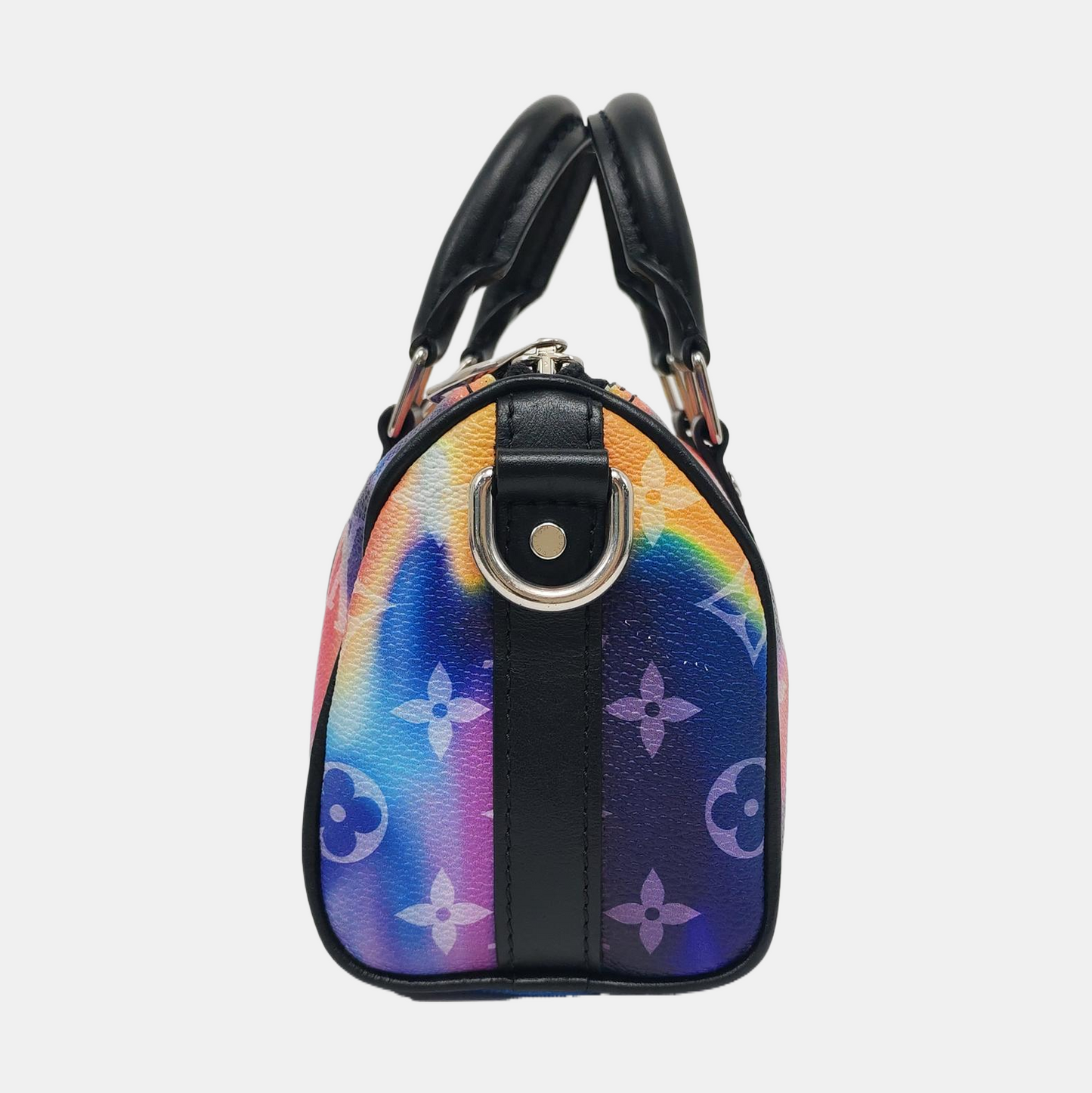 LOUIS VUITTON KEEPALL Nano Multicolor Coated Canvas Monogram Vernis Boston Bag Crossbody Bag Shoulder Bag Tote Bag Adjustable Strap Silver Hardware Removable Strap-(SKU)-966562735