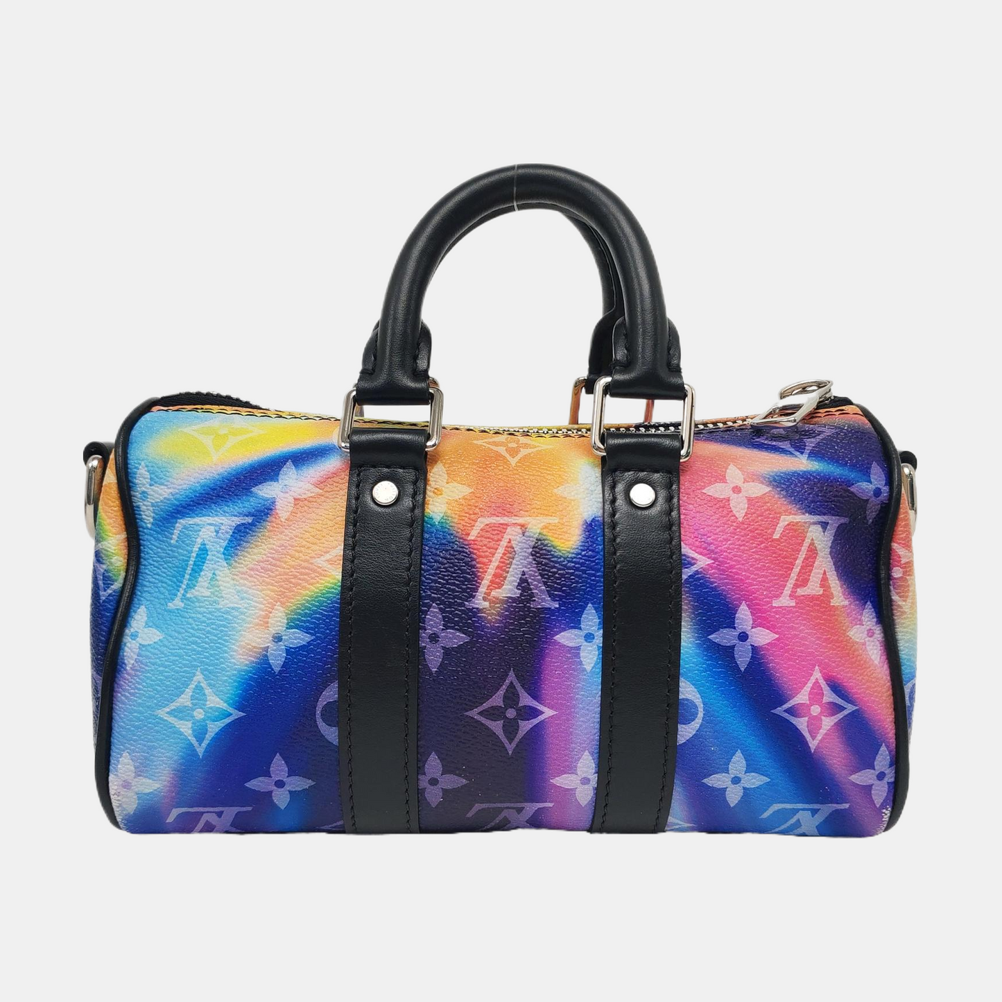 LOUIS VUITTON KEEPALL Nano Multicolor Coated Canvas Monogram Vernis Boston Bag Crossbody Bag Shoulder Bag Tote Bag Adjustable Strap Silver Hardware Removable Strap-(SKU)-966562735