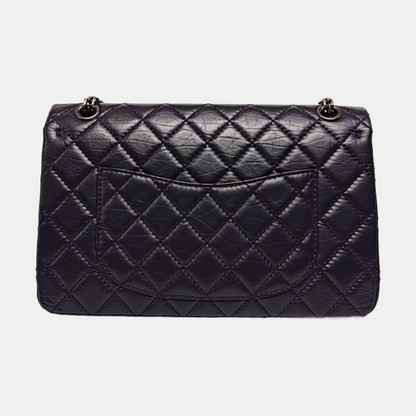 CHANEL 2.55 Large Purple Calfskin Quilted Chevron Single Shoulder Bag with Palladium Hardware-(SKU)-966463850