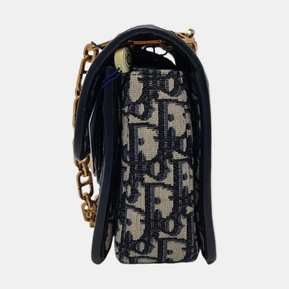 DIOR Dioraddict Blue Canvas Monogram Single Shoulder Bag and Crossbody with Gold Hardware-(SKU)-966513977