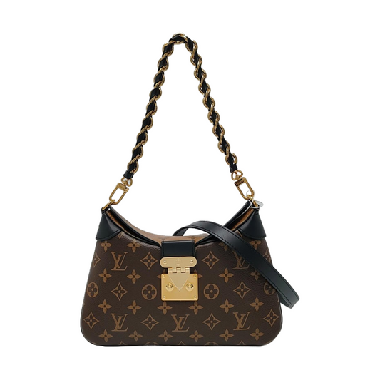 LOUIS VUITTON TWINNY Brown Coated Canvas Monogram Shoulder Bag with Detachable Strap-(SKU)-966609375