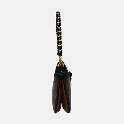 LOUIS VUITTON TWINNY Brown Coated Canvas Monogram Shoulder Bag with Detachable Strap-(SKU)-966609375