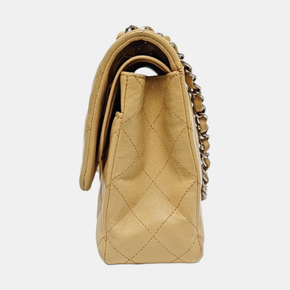 CHANEL CLASSIC FLAP Medium Beige Lamb Leather Quilted Shoulder Bag with Removable Strap-(SKU)-966780934
