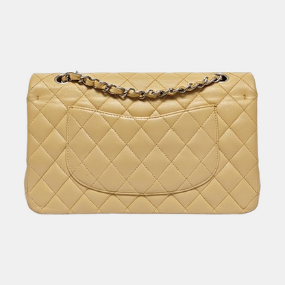 CHANEL CLASSIC FLAP Medium Beige Lamb Leather Quilted Shoulder Bag with Removable Strap-(SKU)-966780934