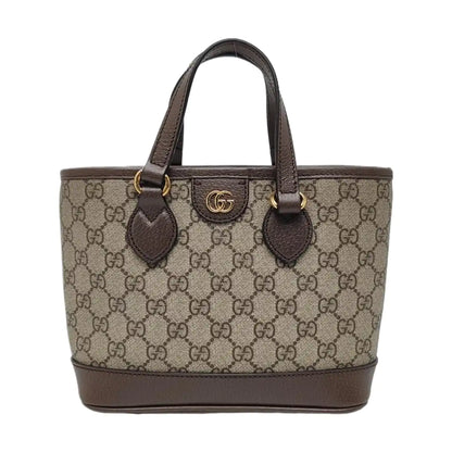 GUCCI Ophidia Mini Grey Coated Canvas Monogram Crossbody Bag Tote Bag Shoulder Bag Gold Hardware Removable Strap-(SKU)-966762711