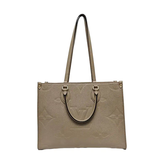 LOUIS VUITTON ONTHEGO Medium Grey Calfskin Monogram Jungle Bag Crossbody Bag Shoulder Bag Golden Hardware Accessories Included-(SKU)-966742569