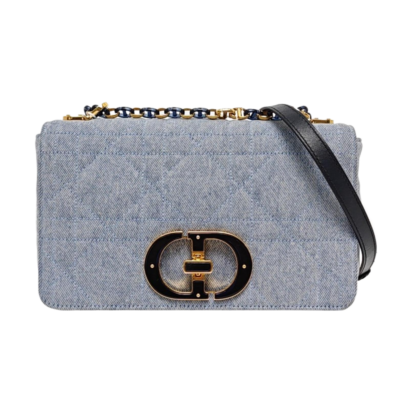 DIOR Dior Caro Medium Blue Denim Quilted Crossbody Shoulder Bag Tote Bag-(SKU)-966917875