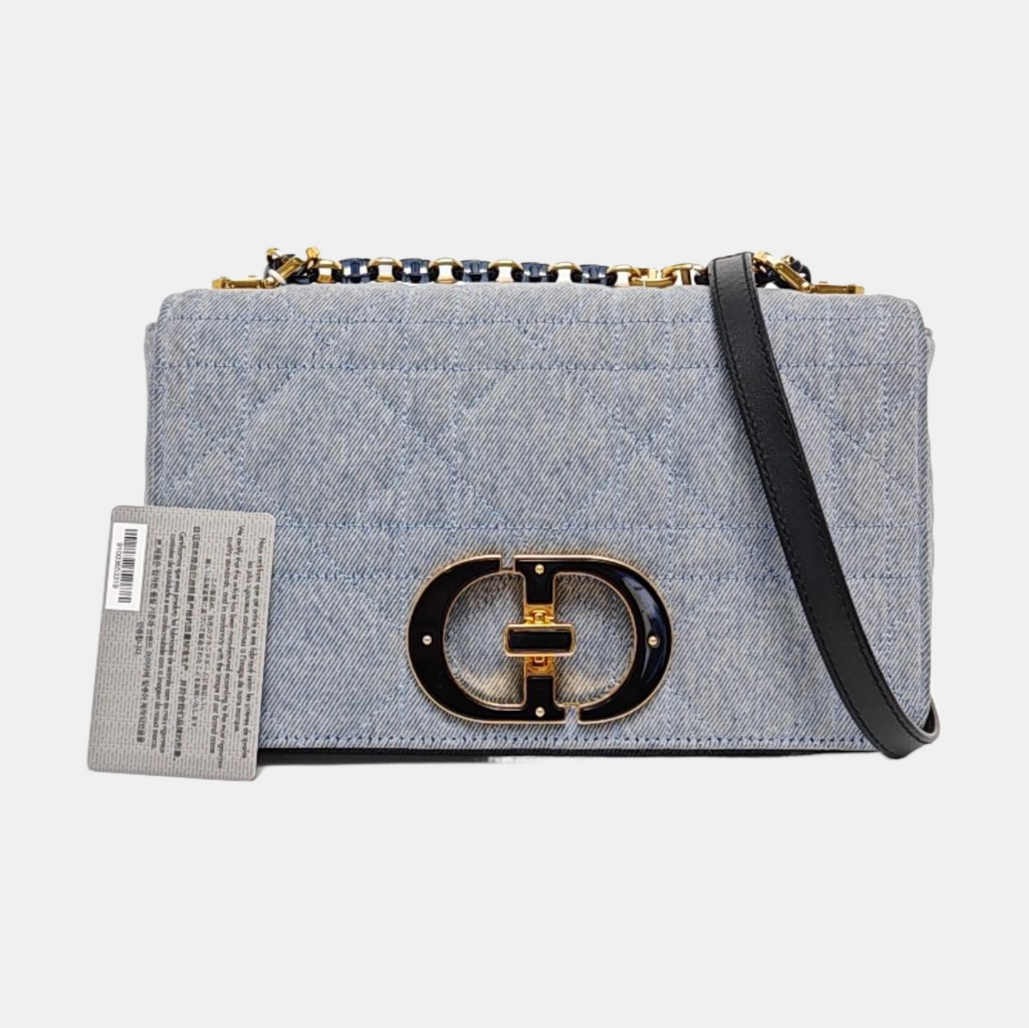 DIOR Dior Caro Medium Blue Denim Quilted Crossbody Shoulder Bag Tote Bag-(SKU)-966917875