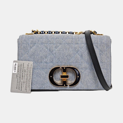 DIOR Dior Caro Medium Blue Denim Quilted Crossbody Shoulder Bag Tote Bag-(SKU)-966917875
