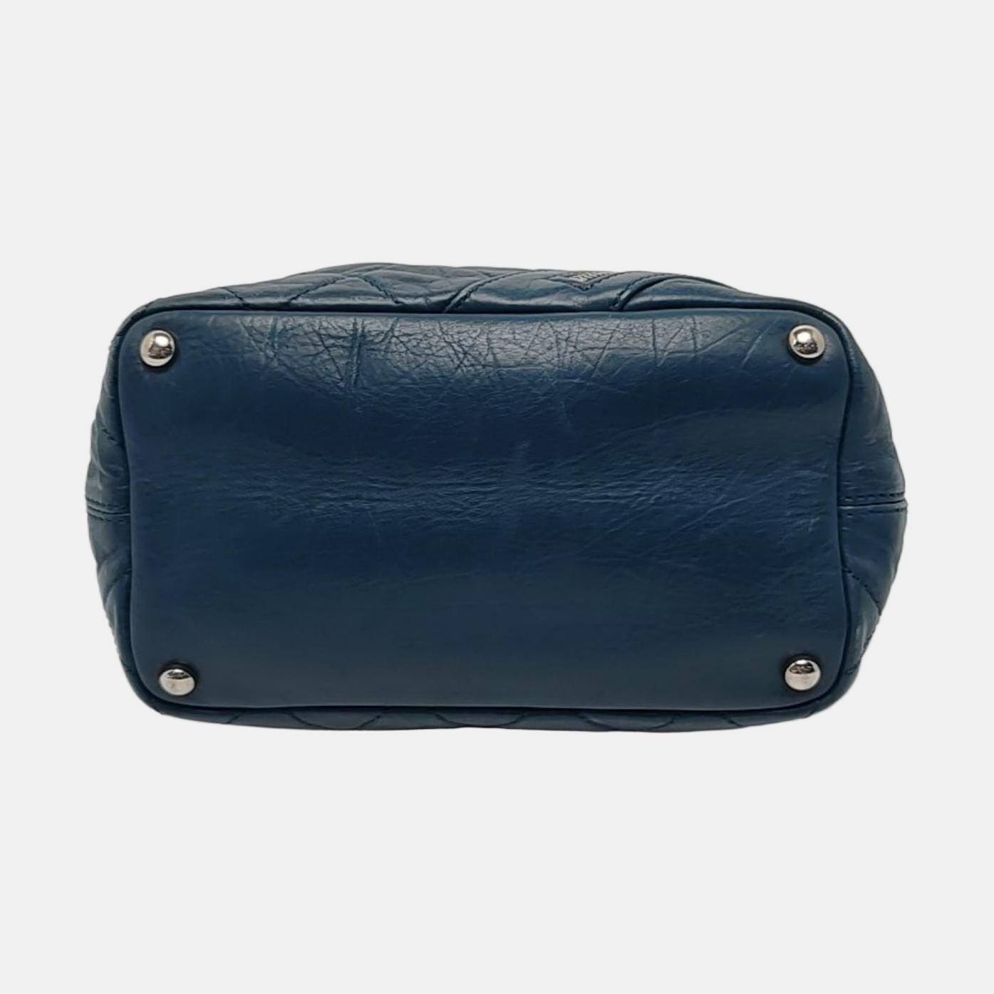 CHANEL CAMBON Blue Leather Quilted Diamond Pattern Single Shoulder Bag Silver Hardware 11 Clasp 2 Removable Shoulder Straps-(SKU)-966736811