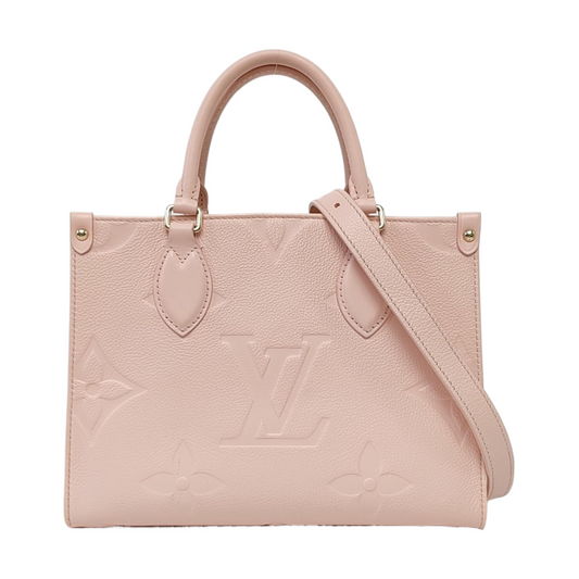 LOUIS VUITTON ONTHEGO Small Light Pink Calfskin Monogram Embossed Jungle Bag Single Shoulder Bag Handbag Detachable Strap-(SKU)-966381048