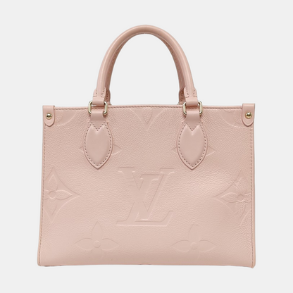 LOUIS VUITTON ONTHEGO Small Light Pink Calfskin Monogram Embossed Jungle Bag Single Shoulder Bag Handbag Detachable Strap-(SKU)-966381048