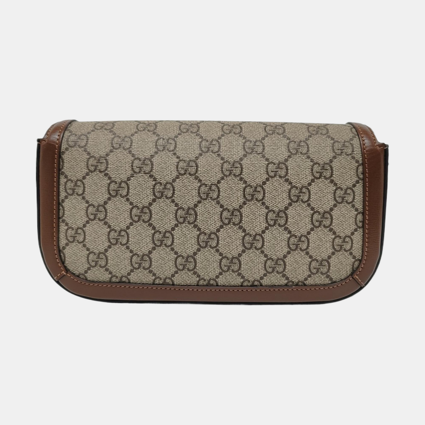 GUCCI Horsebit 1955, khaki coated canvas monogram horsebit shoulder bag, handbag with golden hardware and detachable strap, complete accessories-(SKU)-966902427