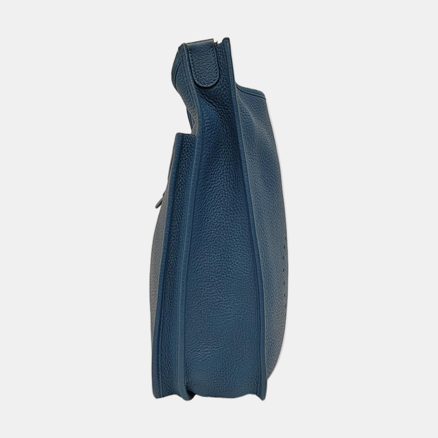 HERMÈS Evelyne GM Denim Blue Clemence Cowhide Openwork Evelyne Single Shoulder Bag Clutch Silver Hardware 🄿 Removable Strap-(SKU)-966962890