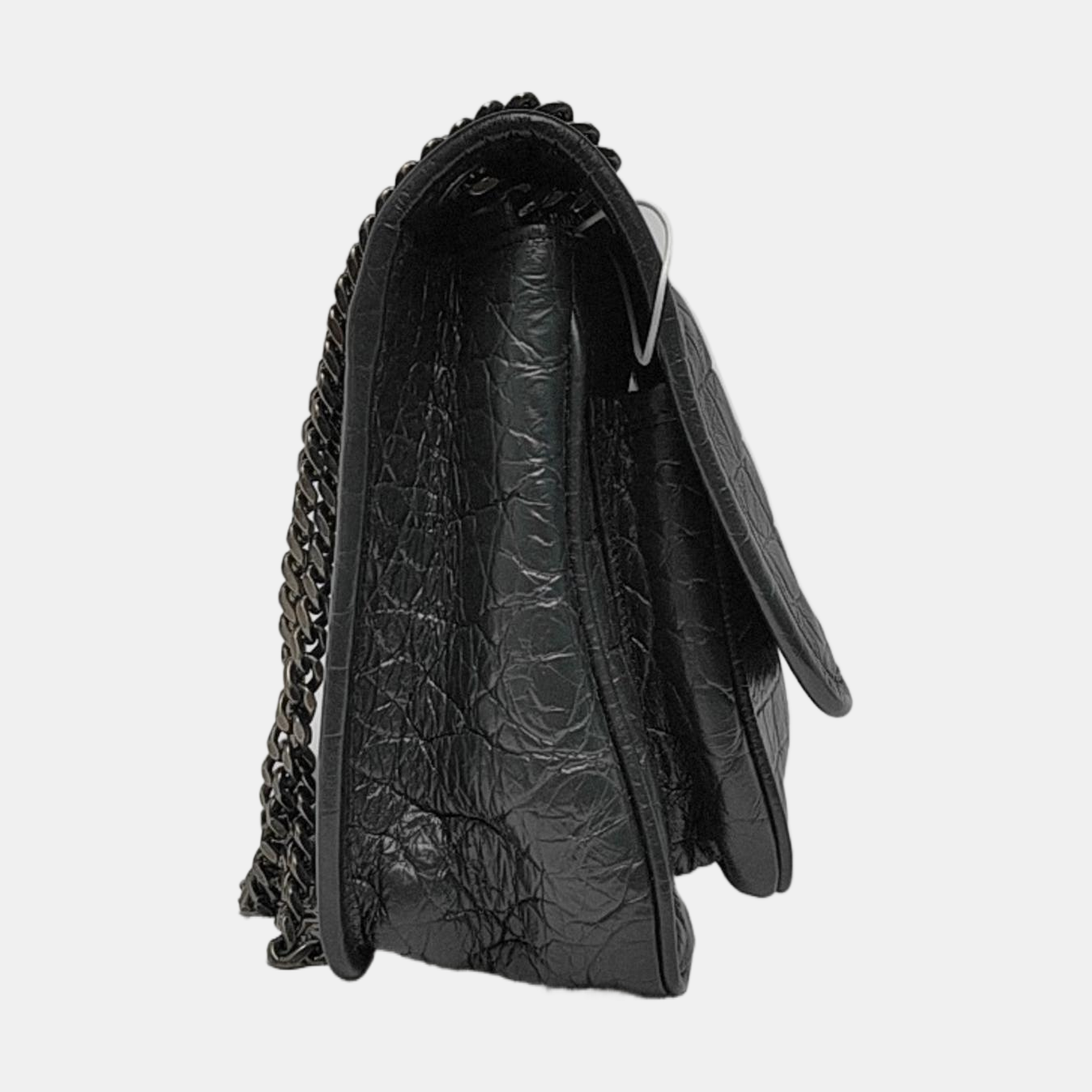 YSL NIKI Small Dark Grey Calfskin Plaid Quilted V-Shape Shoulder Bag Palladium Hardware-(SKU)-966844525