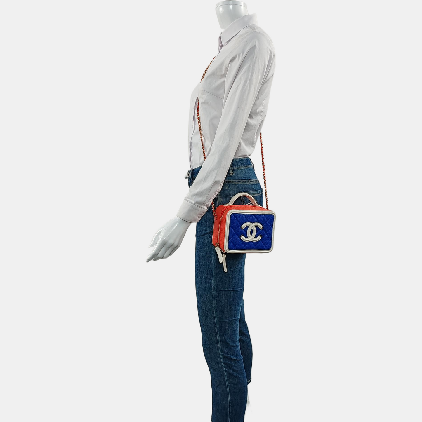 CHANEL FILIGREE Small Blue Quilted Lamb Skin Shoulder Bag with Chain Strap, Gold Hardware, 27 Flap-(SKU)-967130375