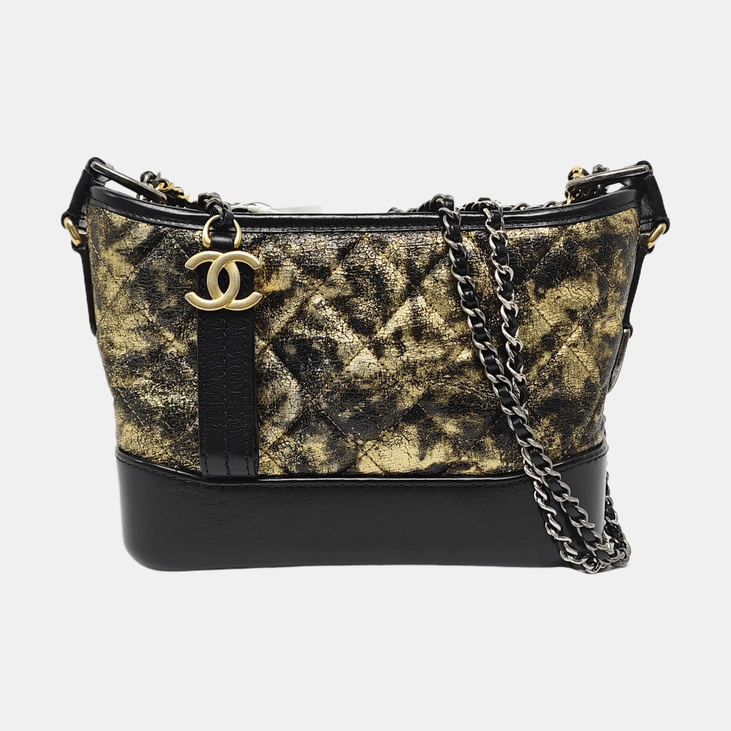 CHANEL GABRIELLE Small Gold Lamb Skin Quilted Bag with Detachable Strap, Gold and Ruthenium Hardware, 26 Clasp-(SKU)-967131887