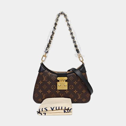 LOUIS VUITTON TWINNY Brown Coated Canvas Monogram Shoulder Bag, Crossbody, Handle Bag with Two Detachable Straps, Golden Hardware-(SKU)-967055617