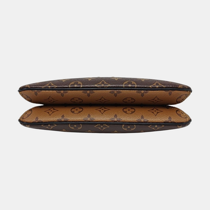 LOUIS VUITTON TWINNY Brown Coated Canvas Monogram Shoulder Bag, Crossbody, Handle Bag with Two Detachable Straps, Golden Hardware-(SKU)-967055617