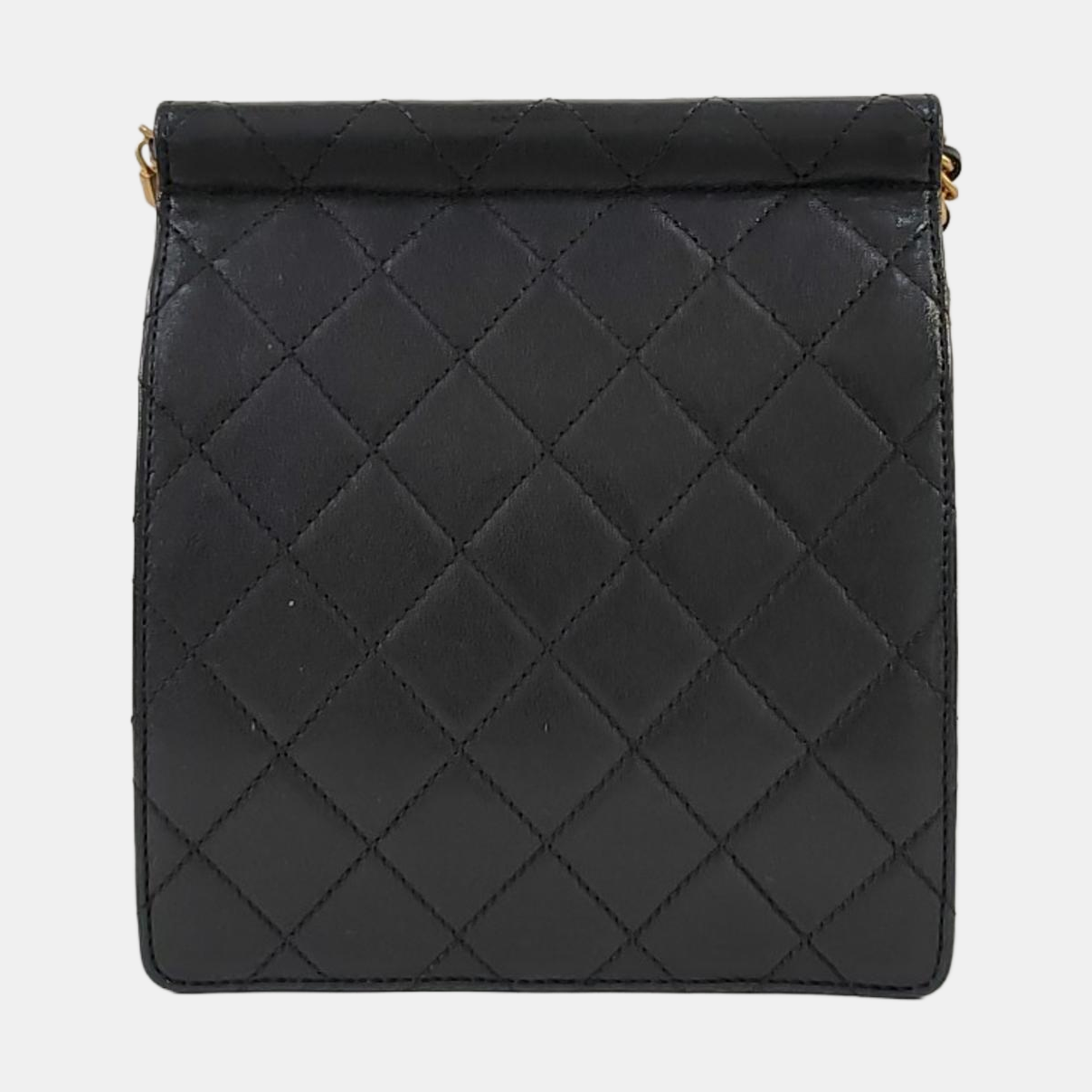 CHANEL EX FLAP Black Cowhide Quilted Monogram Shoulder Bag Crossbody with Gold Hardware, 27 Clasp-(SKU)-967025083