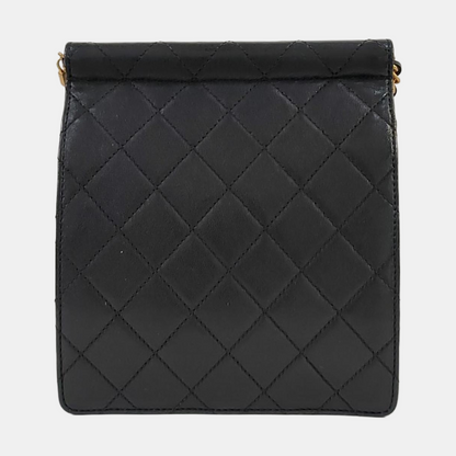 CHANEL EX FLAP Black Cowhide Quilted Monogram Shoulder Bag Crossbody with Gold Hardware, 27 Clasp-(SKU)-967025083