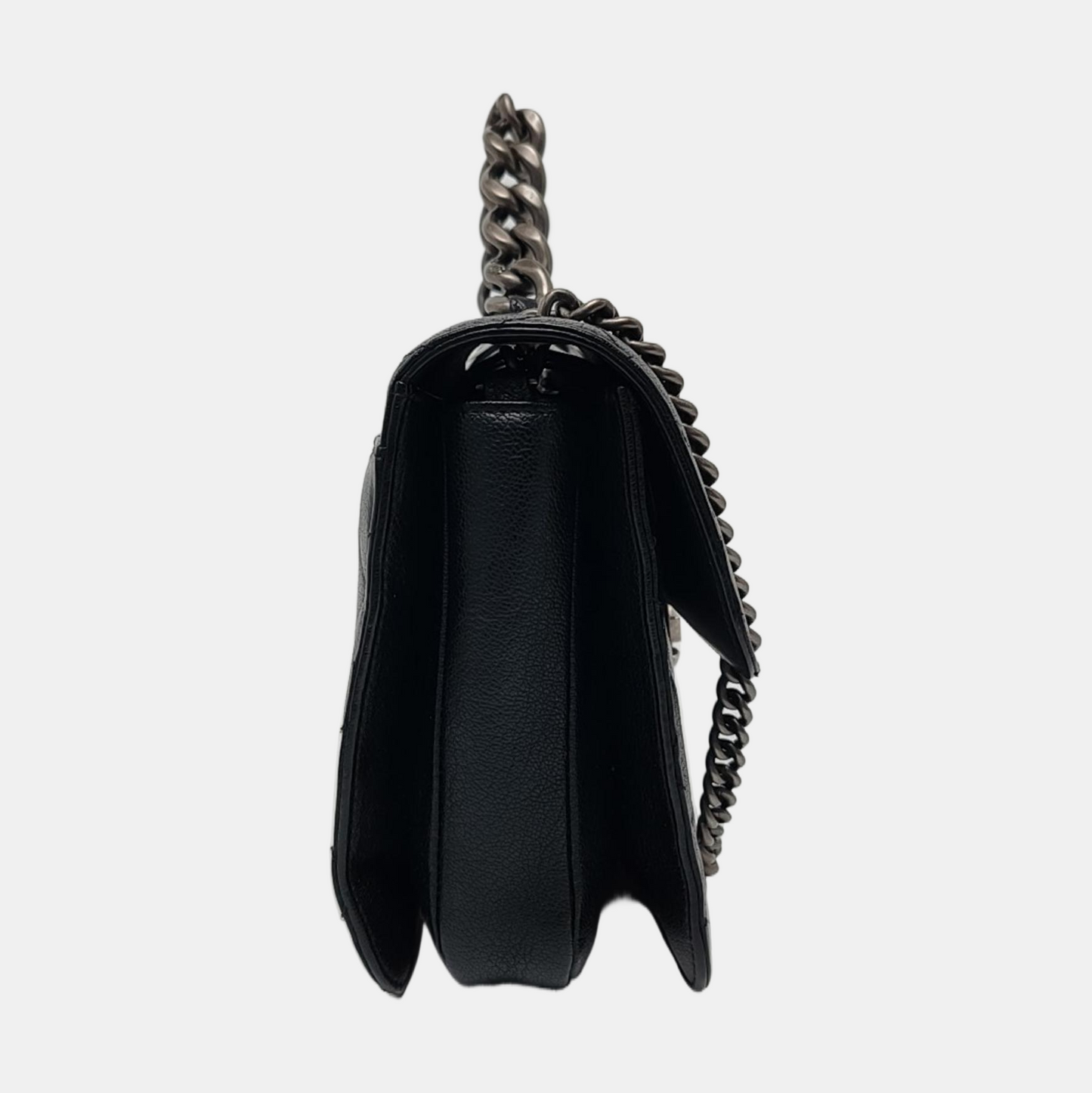 CHANEL PERFECT EDGE Black Lamb Skin Quilted Monogram Crossbody Bag Handbag Shoulder Bag Ruthenium Hardware 21 Clasp-(SKU)-966996971