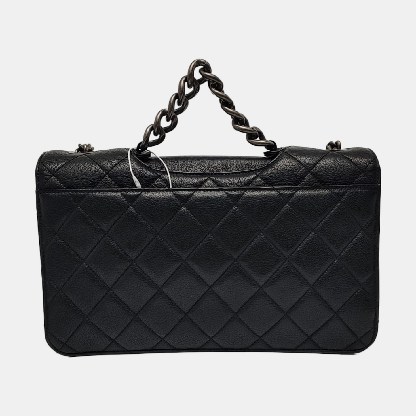 CHANEL PERFECT EDGE Black Lamb Skin Quilted Monogram Crossbody Bag Handbag Shoulder Bag Ruthenium Hardware 21 Clasp-(SKU)-966996971