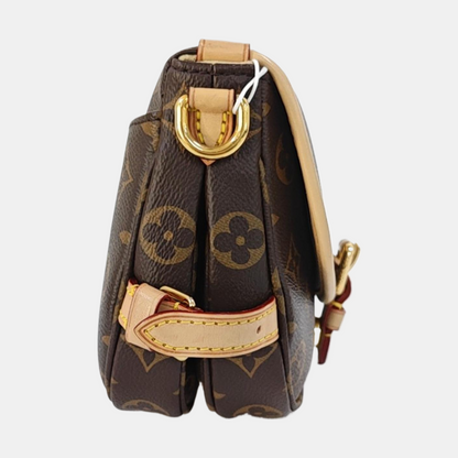 LOUIS VUITTON SAUMUR BB Brown Coated Canvas Monogram Shoulder Bag, Gold Hardware, Removable Shoulder Strap-(SKU)-967083690