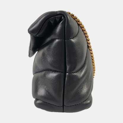 YSL PUFFER Mini Black Sheepskin Quilted V-Stripe Envelope Bag Crossbody Shoulder Bag Golden Hardware-(SKU)-967113797