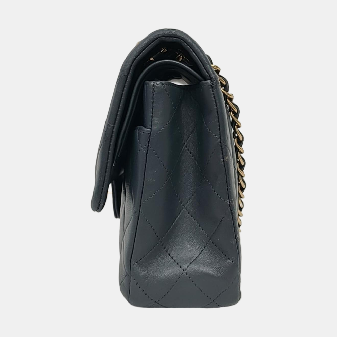 CHANEL CLASSIC FLAP Medium-sized Grey Lamb Skin Quilted Monogram Crossbody Bag Shoulder Bag 19 Clasp Golden Hardware-(SKU)-967065506