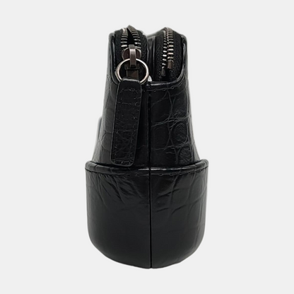 CHANEL GABRIELLE Extra Mini Black Calfskin Crocodile Shoulder Bag, Crossbody Bag with Detachable Strap and Gold/Silver Ruthenium Hardware-(SKU)-967352909