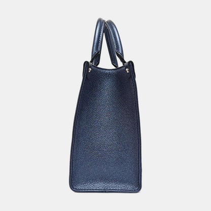 LOUIS VUITTON ONTHEGO Small size blue leather embossed jungle bag crossbody bag shoulder bag handbag with silver hardware and removable shoulder strap complete accessories-(SKU)-966998341