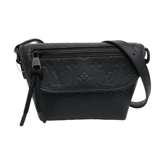 LOUIS VUITTON PULSE Mini Black Cowhide Monogram Embossed Shoulder Bag Crossbody Bag Black Hardware Complete Accessories-(SKU)-967194716