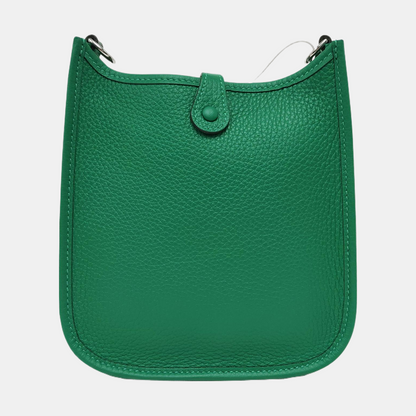 HERMÈS Evelyne 17 Cartoon Green Clemence Leather Cutout Shoulder Bag Crossbody Bag Handbag Detachable Strap Silver Hardware W Stamp Complete Accessories-(SKU)-967059871