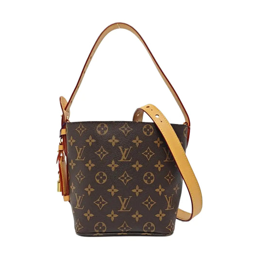 LOUIS VUITTON ALL IN Small Size Brown Coated Canvas Monogram Single Shoulder Bag with Gold Hardware Removable Shoulder Strap-(SKU)-967325852