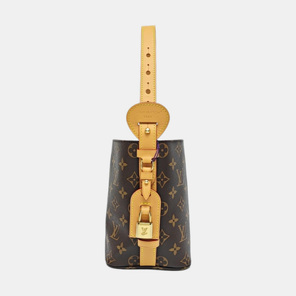 LOUIS VUITTON ALL IN Small Size Brown Coated Canvas Monogram Single Shoulder Bag with Gold Hardware Removable Shoulder Strap-(SKU)-967325852