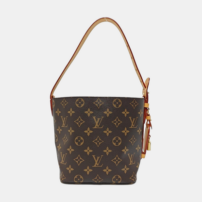 LOUIS VUITTON ALL IN Small Size Brown Coated Canvas Monogram Single Shoulder Bag with Gold Hardware Removable Shoulder Strap-(SKU)-967325852