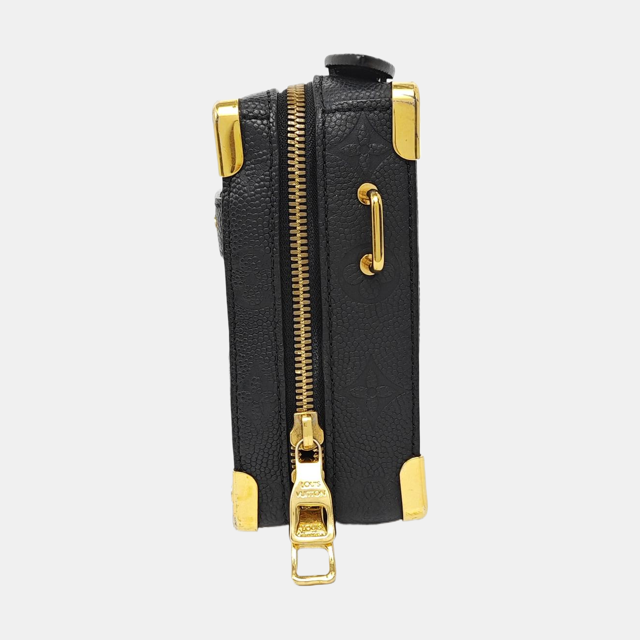 LOUIS VUITTON TRUNK Black Cowhide Messenger Bag Crossbody Bag Handbag Shoulder Bag Golden Hardware Removable Shoulder Strap-(SKU)-967326841