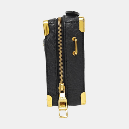LOUIS VUITTON TRUNK Black Cowhide Messenger Bag Crossbody Bag Handbag Shoulder Bag Golden Hardware Removable Shoulder Strap-(SKU)-967326841