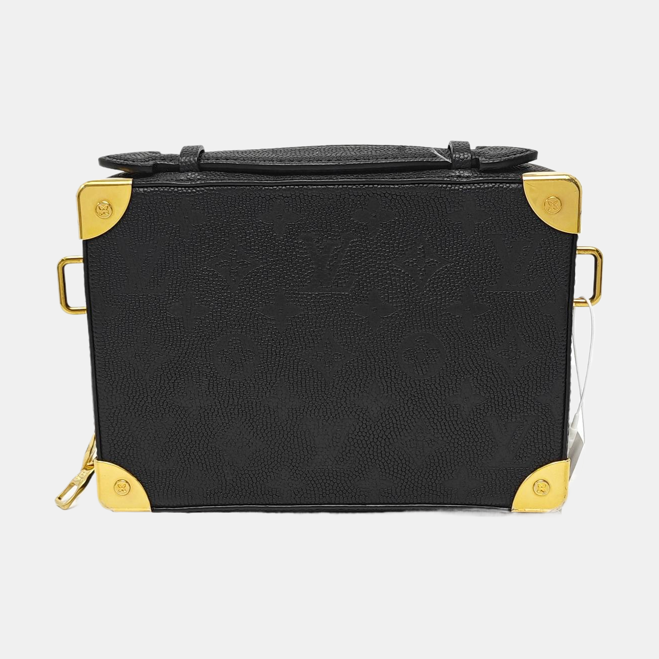 LOUIS VUITTON TRUNK Black Cowhide Messenger Bag Crossbody Bag Handbag Shoulder Bag Golden Hardware Removable Shoulder Strap-(SKU)-967326841