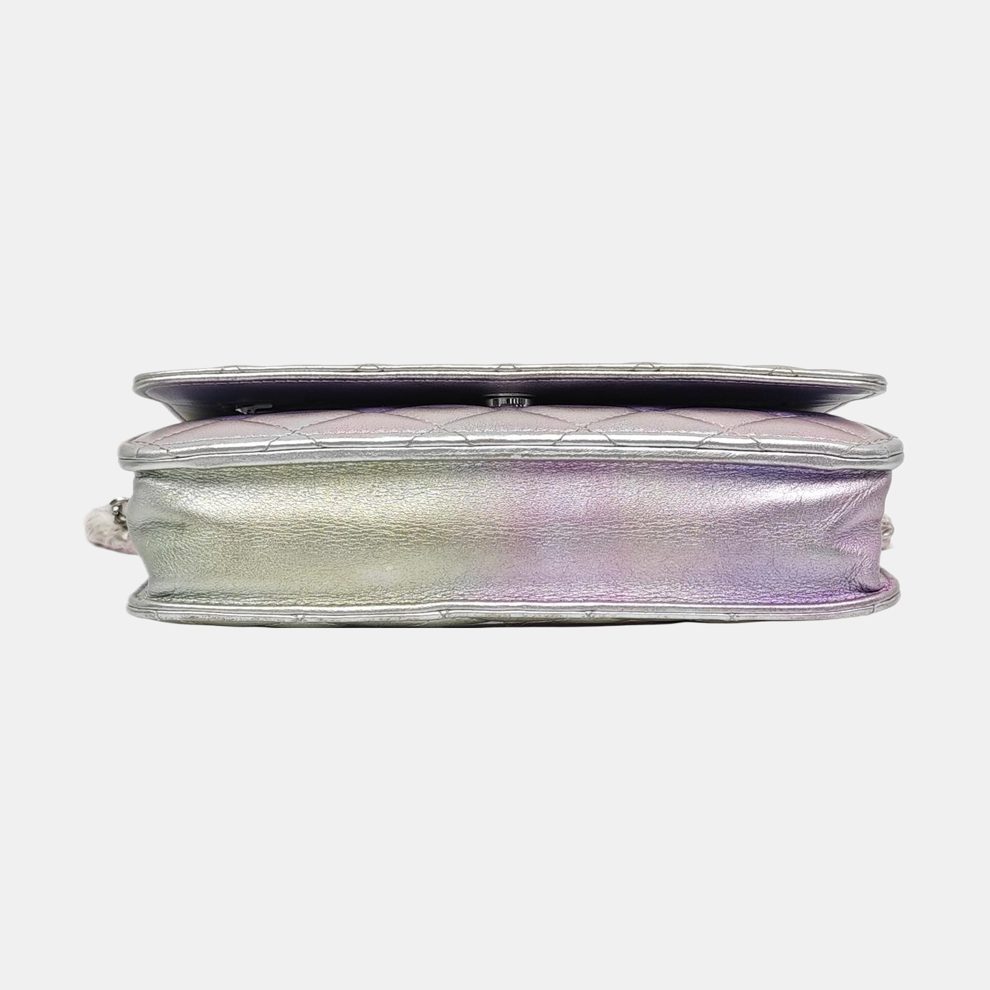 CHANEL WOC Iridescent Calfskin Quilted Shoulder Bag Crossbody Bag Silver Rainbow Metal Hardware-(SKU)-962424976