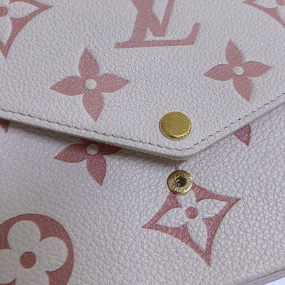 LOUIS VUITTON FÉLICIE Small White Leather Monogram Damier Ebene Crossbody Tote Shoulder Bag Golden Hardware Removable Shoulder Strap with Detachable Pocket-(SKU)-967515976