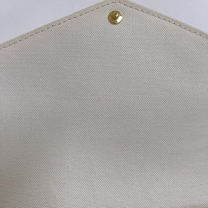 LOUIS VUITTON FÉLICIE Small White Leather Monogram Damier Ebene Crossbody Tote Shoulder Bag Golden Hardware Removable Shoulder Strap with Detachable Pocket-(SKU)-967515976