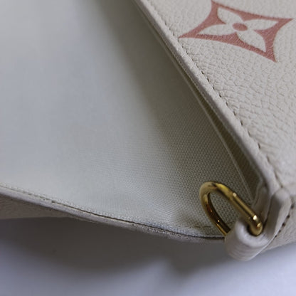 LOUIS VUITTON FÉLICIE Small White Leather Monogram Damier Ebene Crossbody Tote Shoulder Bag Golden Hardware Removable Shoulder Strap with Detachable Pocket-(SKU)-967515976