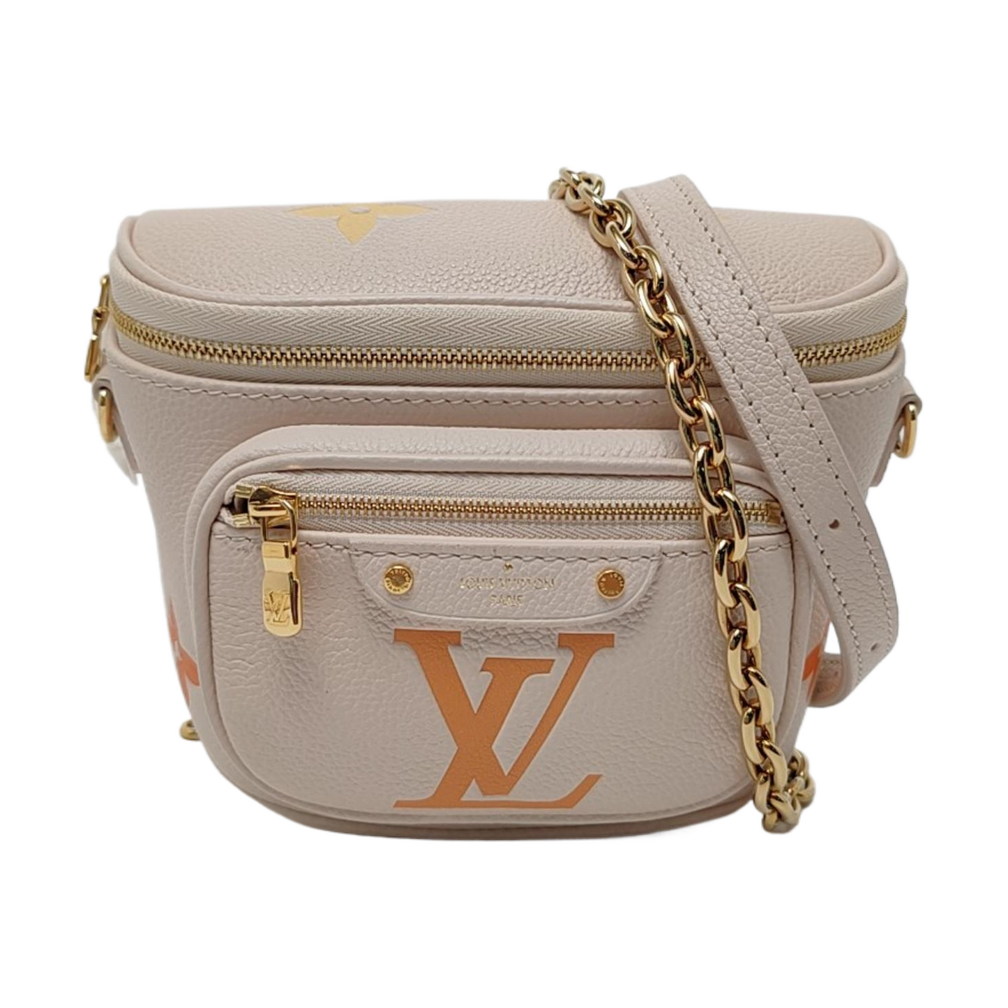 LOUIS VUITTON GRADIENT Mini Beige Leather Monogram Vernis Crossbody Shoulder Bag Hobo Bag with Gold Hardware and 2 Detachable Straps-(SKU)-967336179