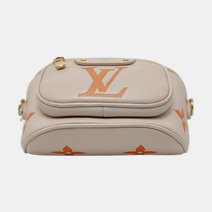 LOUIS VUITTON GRADIENT Mini Beige Leather Monogram Vernis Crossbody Shoulder Bag Hobo Bag with Gold Hardware and 2 Detachable Straps-(SKU)-967336179
