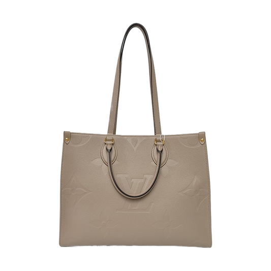 LOUIS VUITTON ONTHEGO Medium Grey Cowhide Monogram Embossed Jungle Bag Shoulder Bag Handbag Gold Hardware-(SKU)-967723414