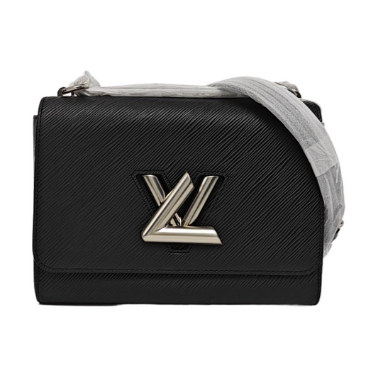 LOUIS VUITTON TWIST Medium Black EPI Leather Wavy Shoulder Bag, Tote, and Crossbody with Silver Hardware-(SKU)-967665291